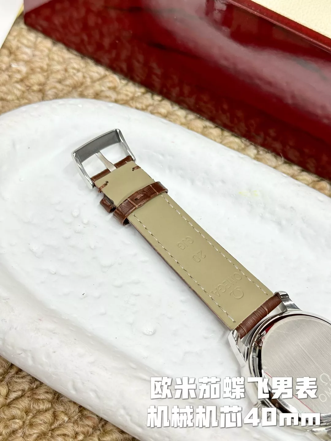오메가 드빌 40mm 브라운 가죽 기계식 손목시계 상세 이미지 7