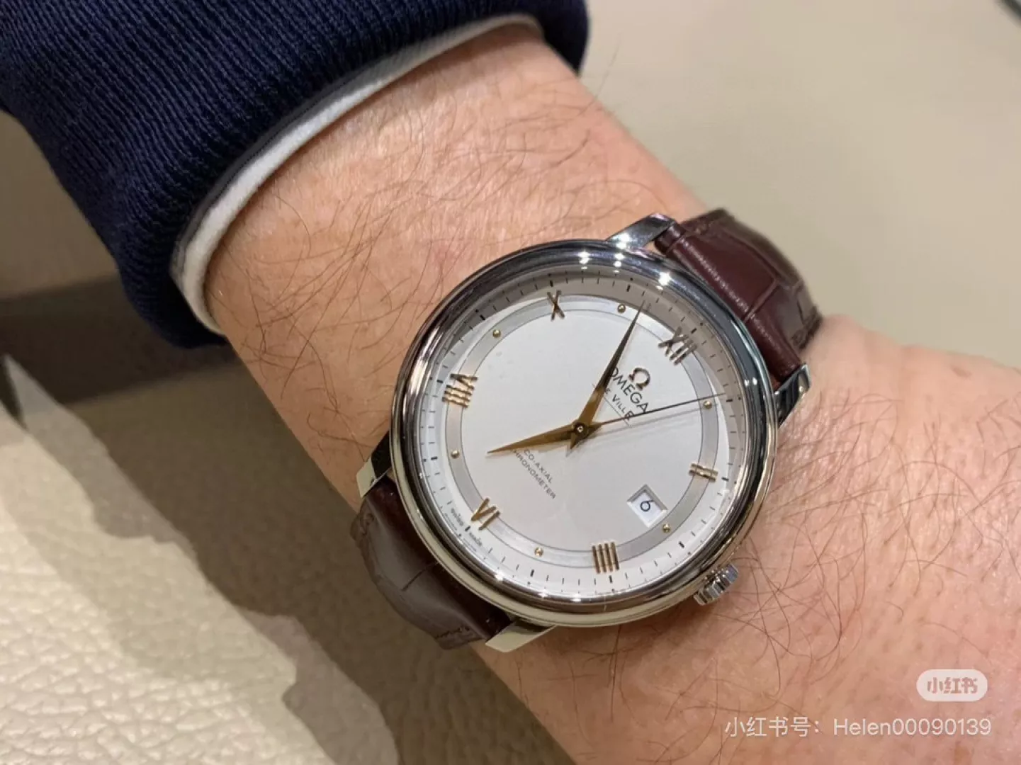오메가 드빌 40mm 브라운 가죽 기계식 손목시계 상세 이미지 13