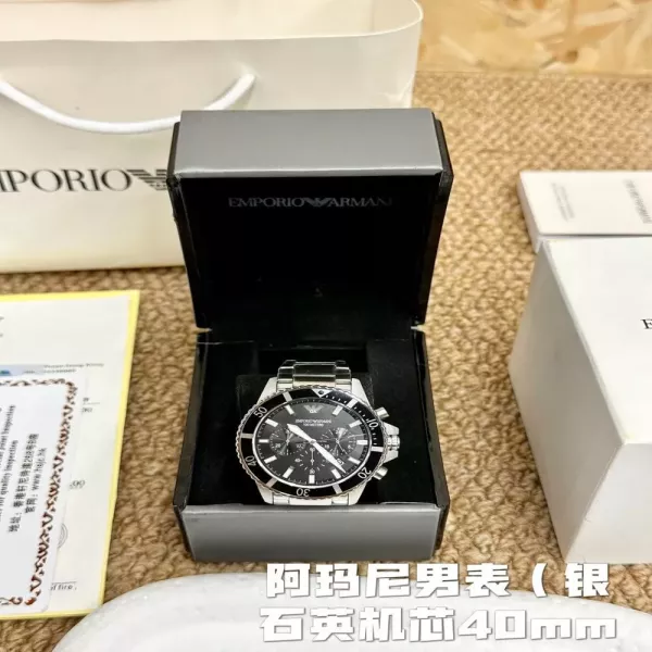아르마니 식스핸즈 40mm 스테인리스 남성 손목시계