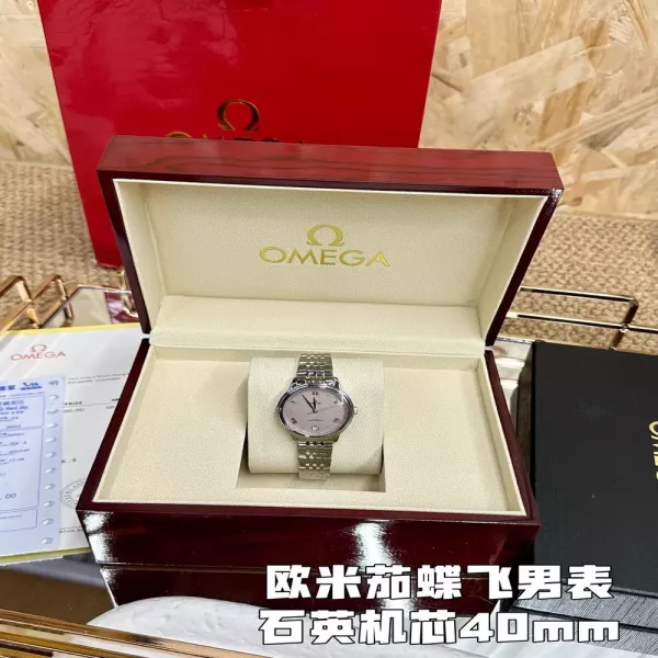 오메가 드빌 40mm 스틸 사파이어 쿼츠 손목시계