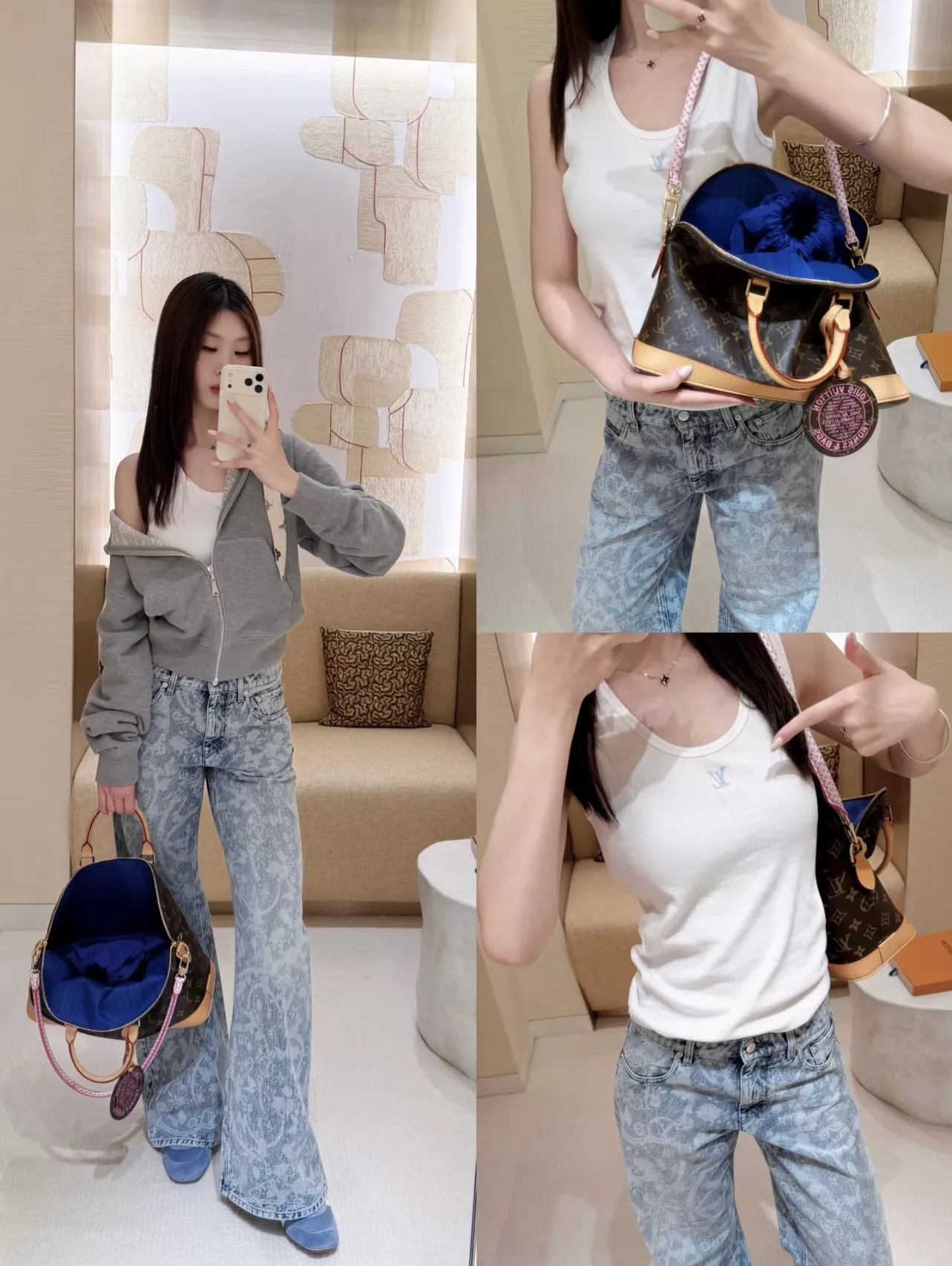 루이비통 알마 소프트 모노그램 캔버스 미디엄 토트백 상세 이미지 49