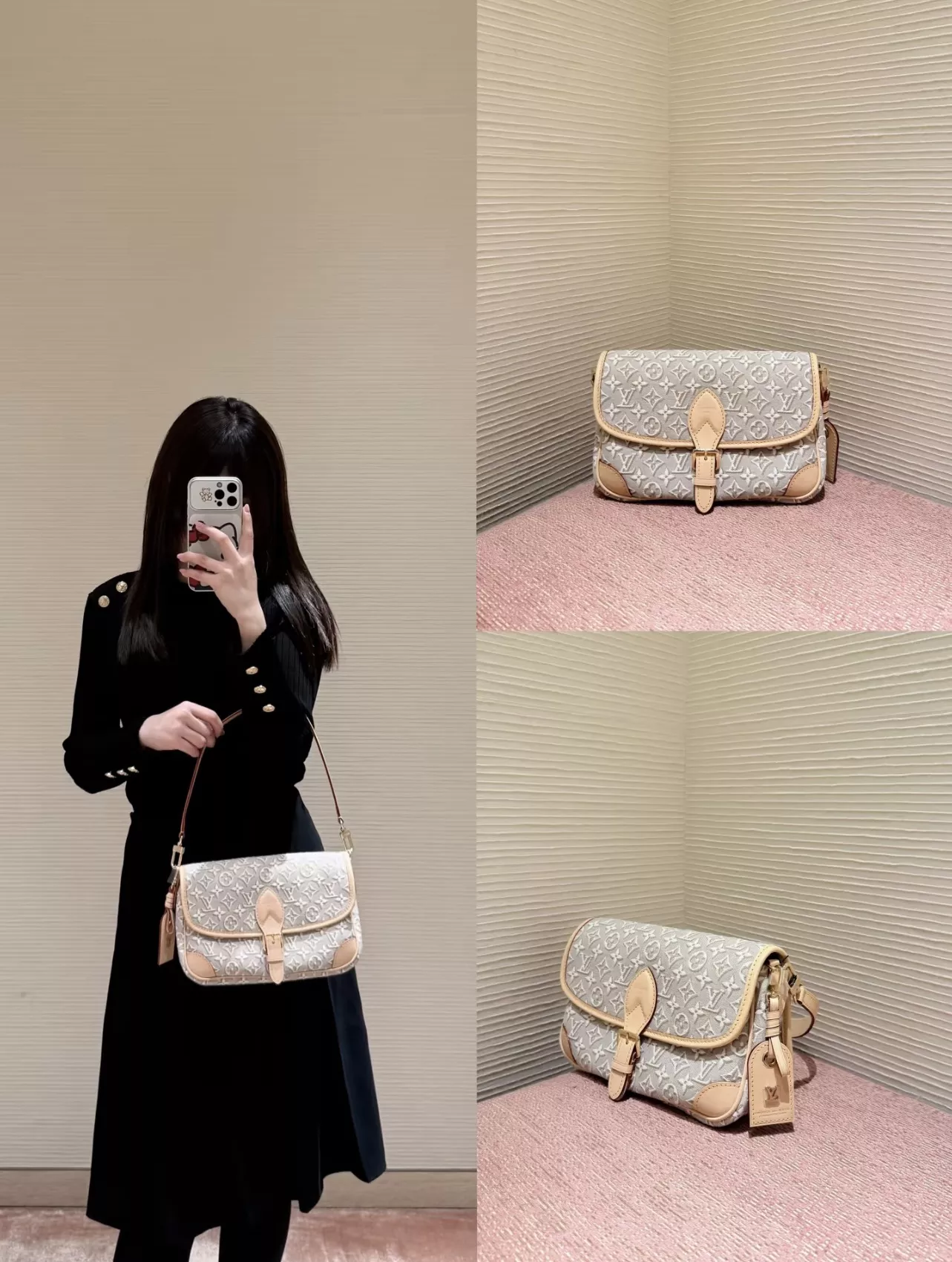 루이비통 다이앤 카키 자카드 트래피즈 숄더백 상세 이미지 27