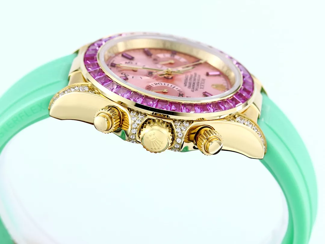 롤렉스 사쿠라 핑크 다이얼 43mm 캔버스 스트랩 쿼츠 크로노그래프 시계 상세 이미지 7