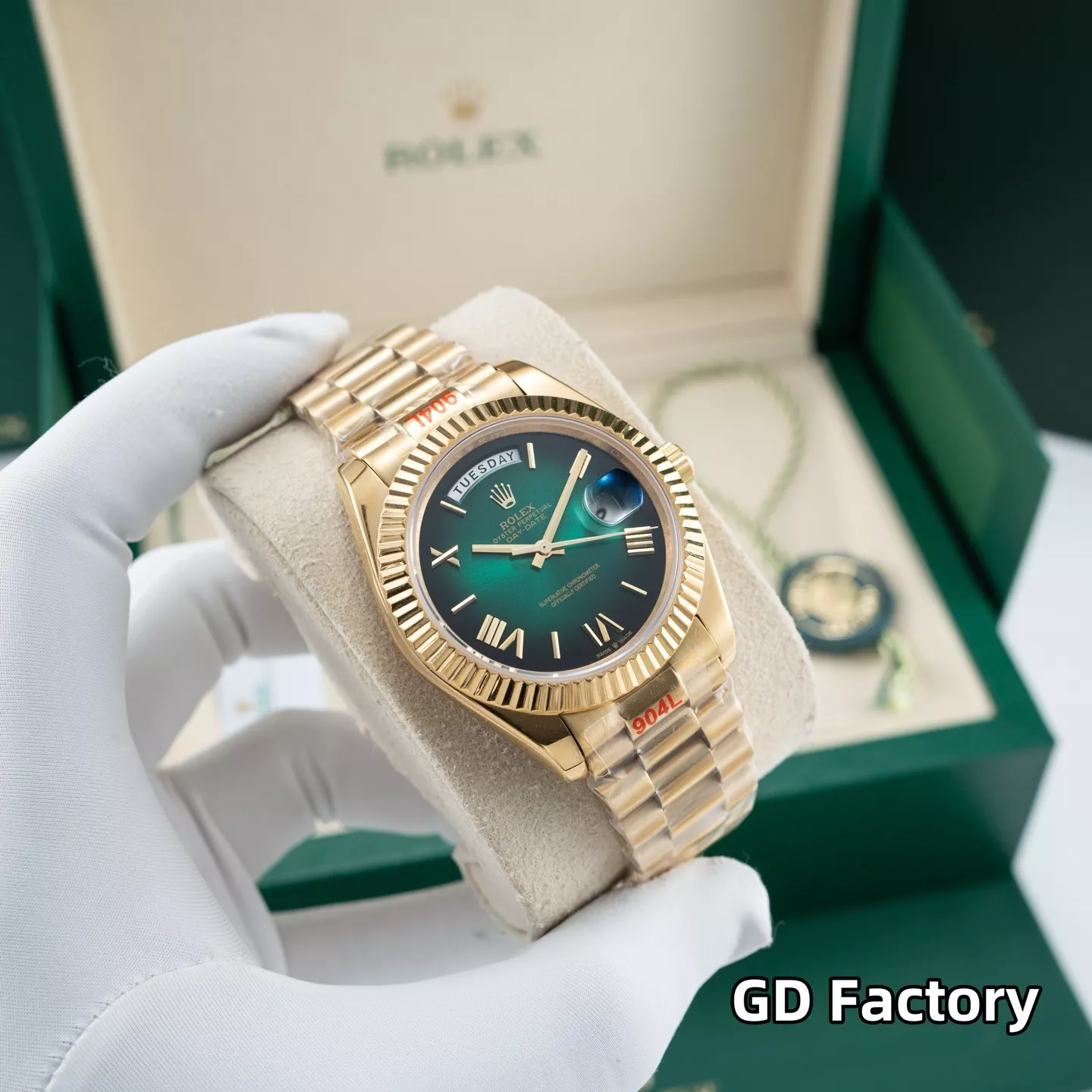 롤렉스 데이데이트 40mm 그린 다이얼 메탈 손목시계 상세 이미지 4