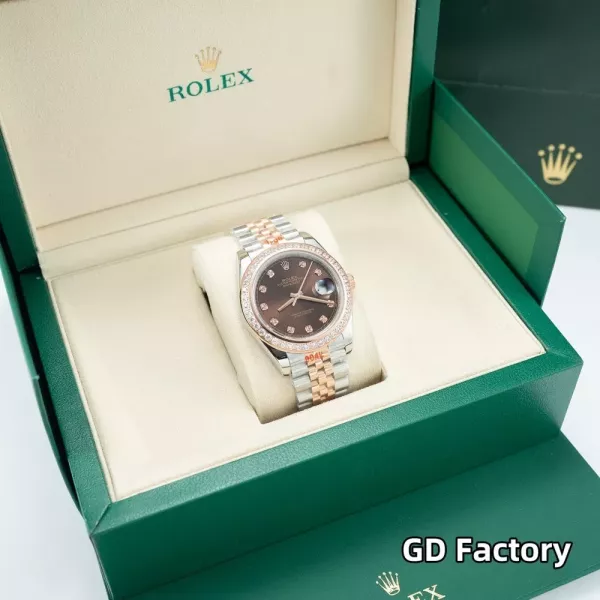 롤렉스 41mm 로그형 다이아 베젤 메탈 손목시계