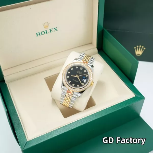 롤렉스 41mm 로그형 다이아 베젤 메탈 손목시계