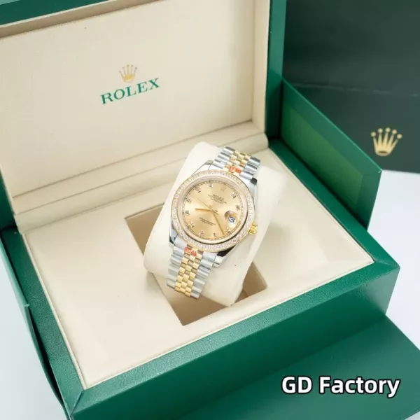 롤렉스 41mm 로그형 다이아 베젤 메탈 손목시계