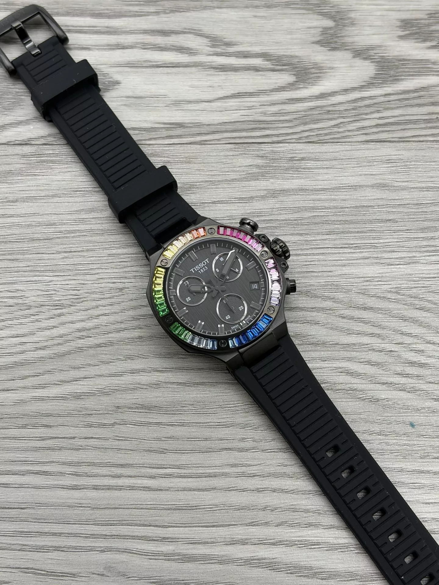 티쏘 모토GP 38mm 실리콘 스트랩 크로노그래프 손목시계 상세 이미지 1