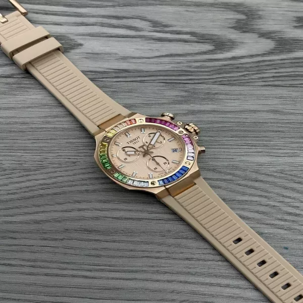 티쏘 모토GP 38mm 멀티펑션 쿼츠 실리콘 스트랩 손목시계