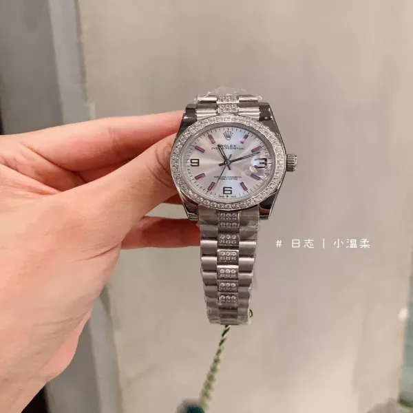 롤렉스 31mm 쿼츠 실버 다이얼 메탈 손목시계