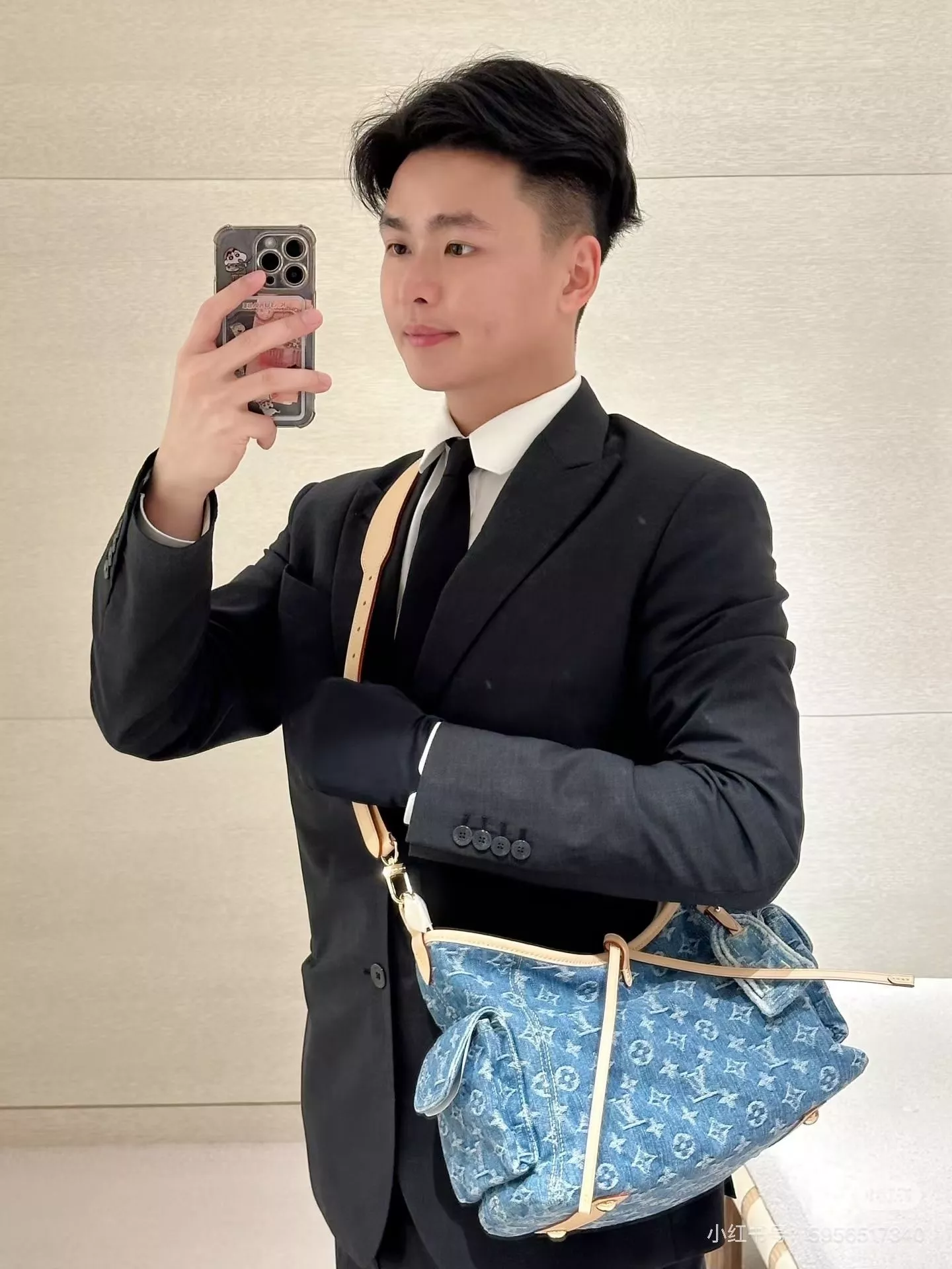 루이비통 모노그램 데님 골드톤 스트랩 숄더백 상세 이미지 18