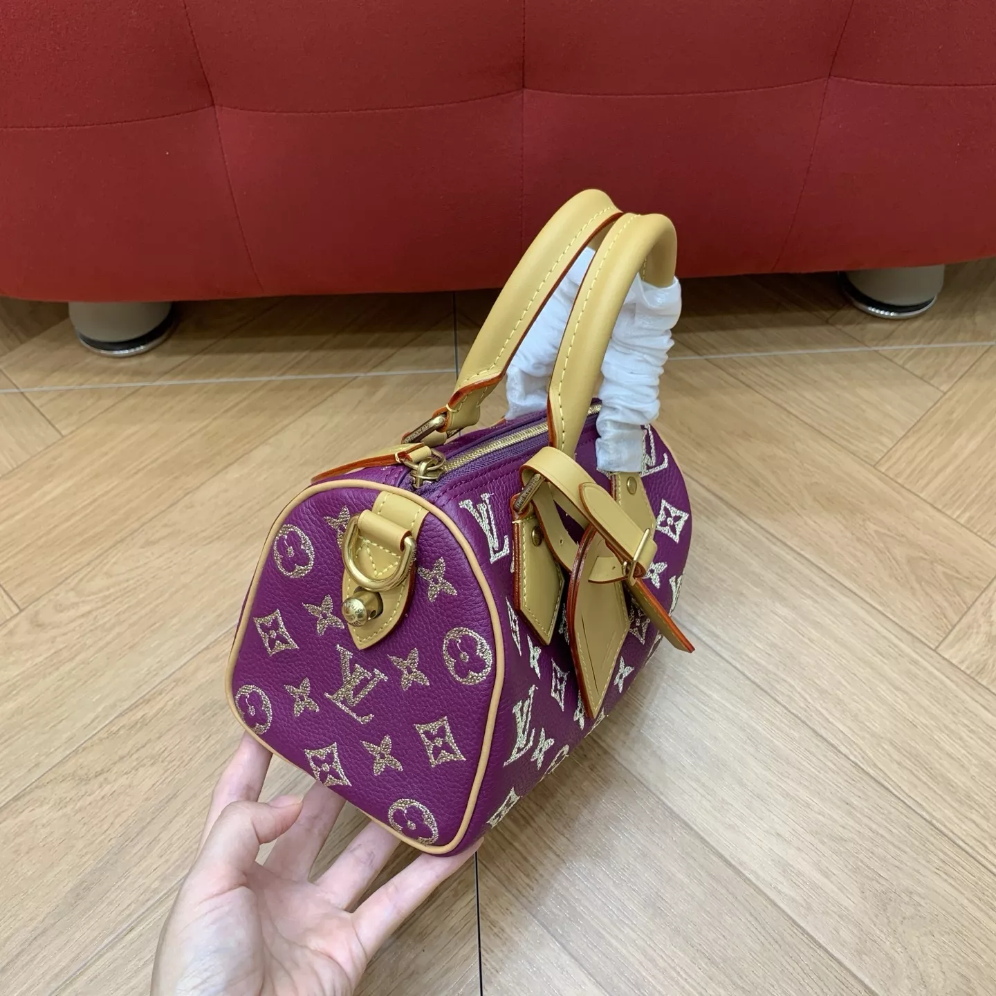 루이비통 스피디 20 로즈 퍼플 자수 로고 보스턴백 상세 이미지 24