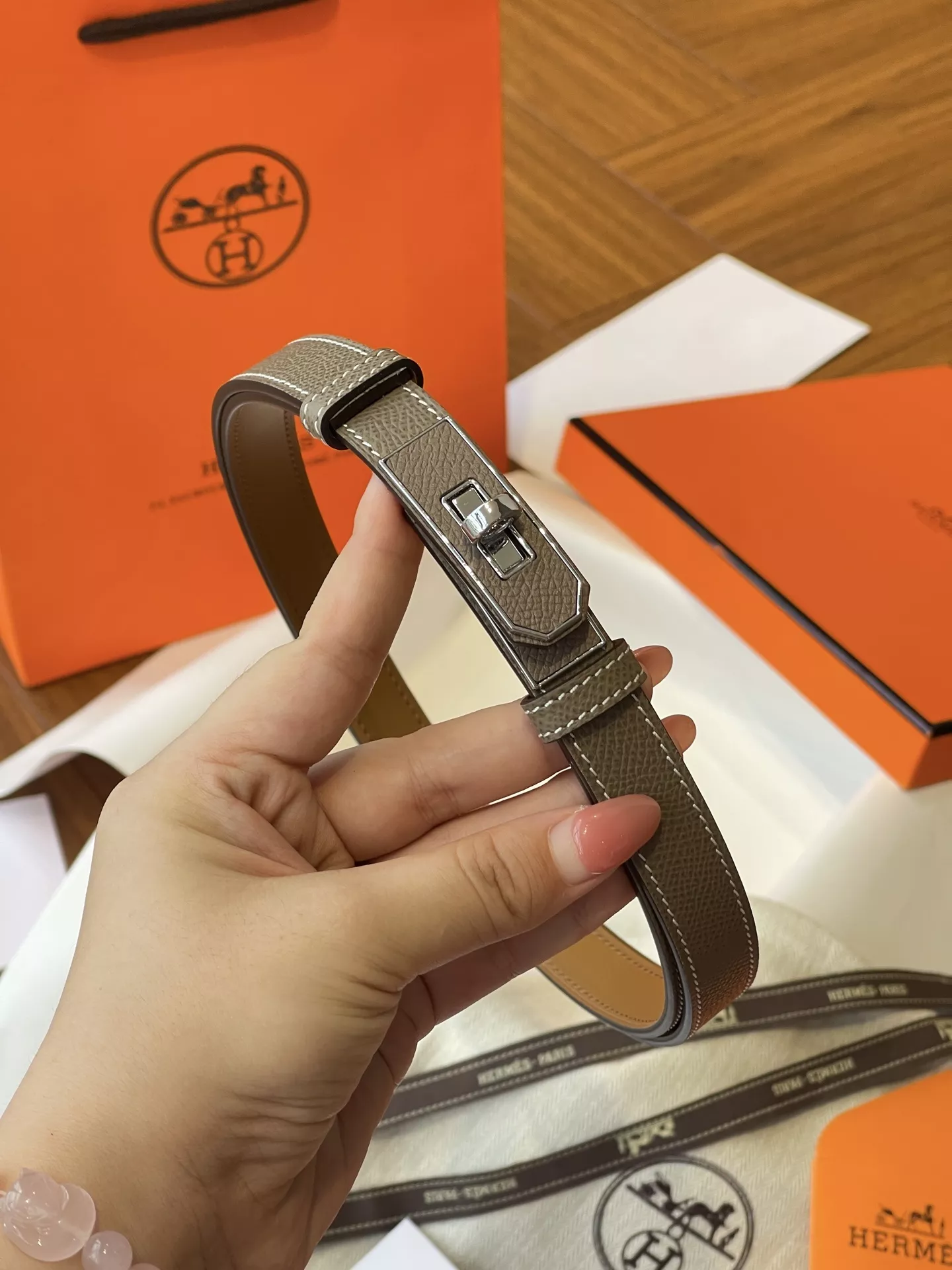 에르메스 켈리 더블 레이어 엡송 소가죽 18 벨트 상세 이미지 41