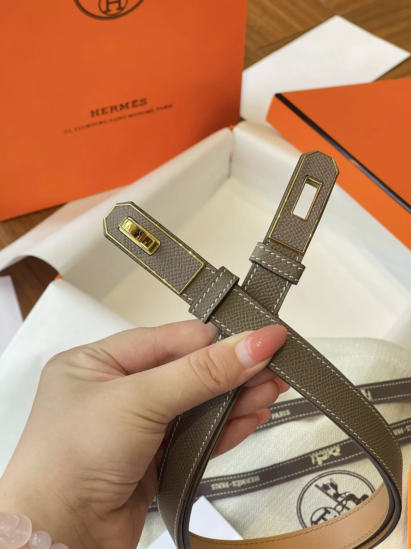 에르메스 켈리 더블 레이어 엡송 소가죽 18 벨트 상세 이미지 33