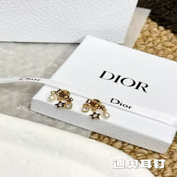 디올 플라워 스타 장식 실버침 귀걸이