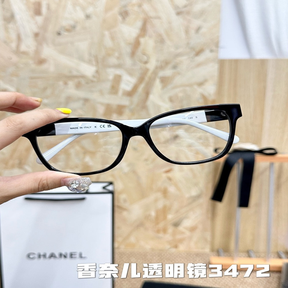 샤넬 투명 렌즈 배색 템플 판재 안경