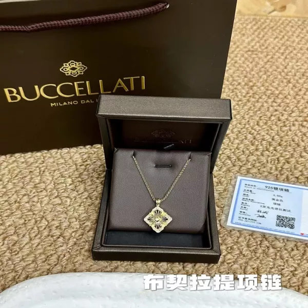 부첼라티 플라워 모티브 실버 골드도금 목걸이