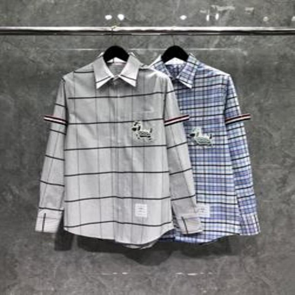 톰브라운 체크 라이언 도그 스트라이프 셔츠