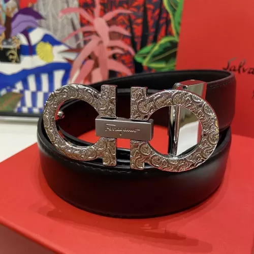 페라가모 실버 조각 버클 34mm 컷팅형 가죽 벨트