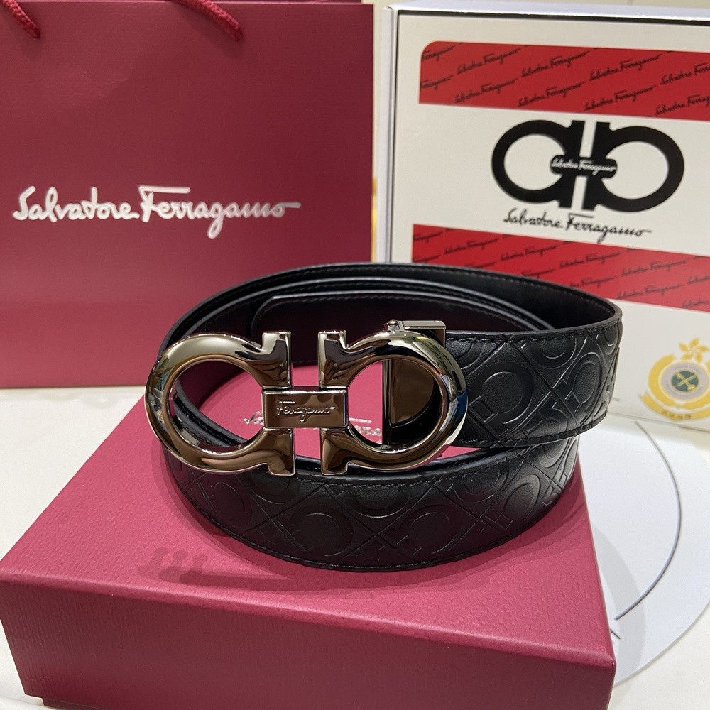 페라가모 리버서블 더블 컬러 간치니 가죽 벨트