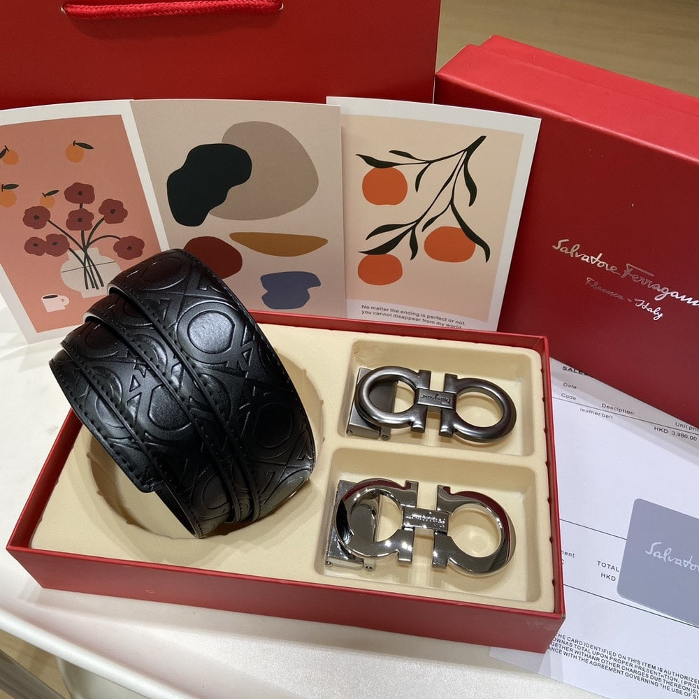 페라가모 더블 버클 양면 선물세트 가죽 벨트