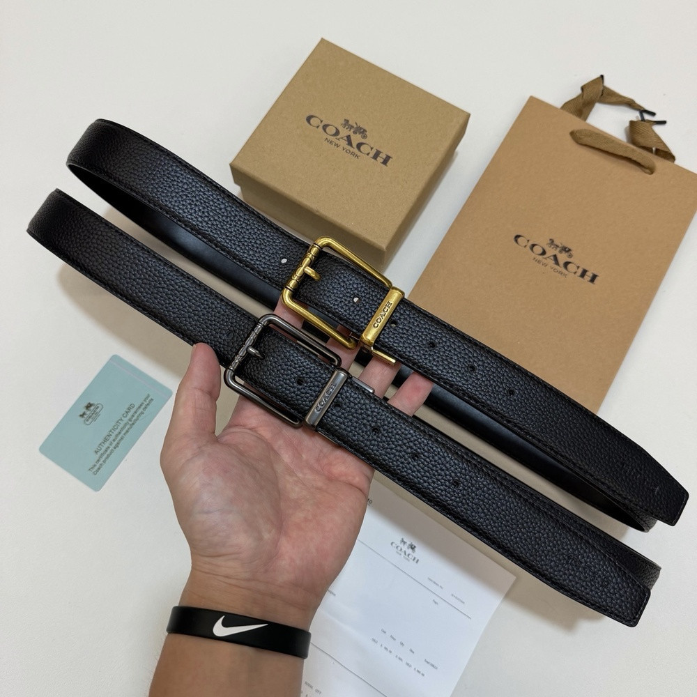 코치 리치 그레인 소가죽 3.5cm 남성 벨트