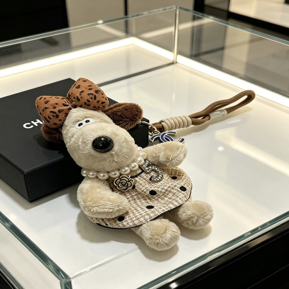 샤넬 도그 인형 펄 장식 백참