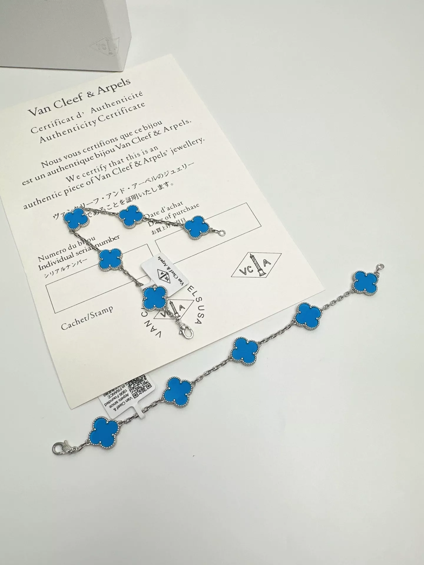 반클리프아펠 알함브라 터쿼이즈 블루 네잎클로버 팔찌 상세 이미지 6