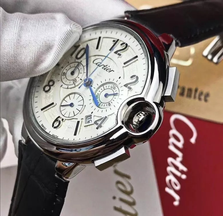 까르띠에 블루 벌룬 42mm 식스핸즈 가죽 손목시계 상세 이미지 9