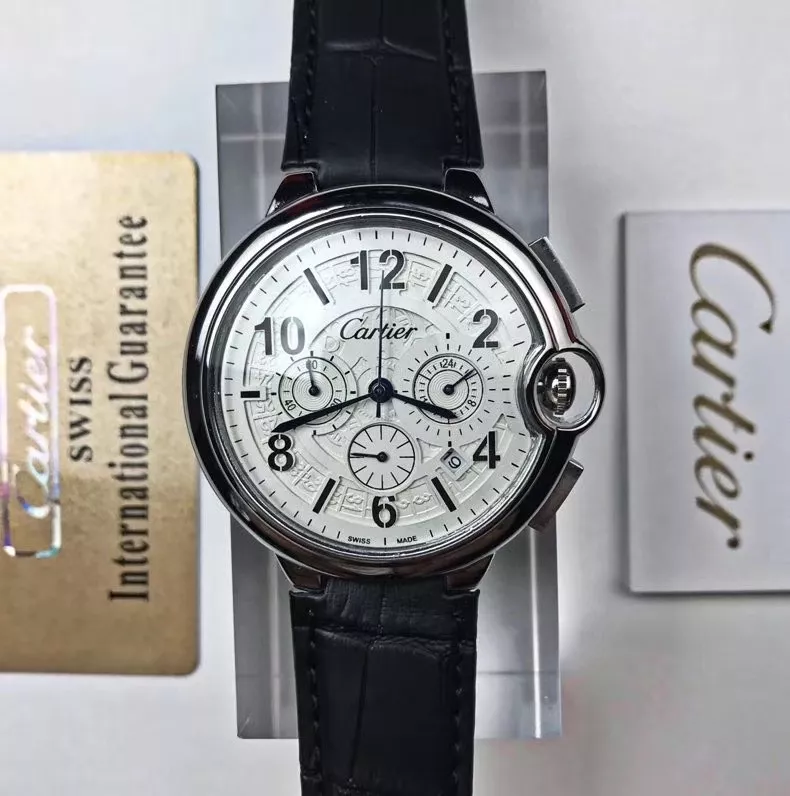 까르띠에 블루 벌룬 42mm 식스핸즈 가죽 손목시계 상세 이미지 3