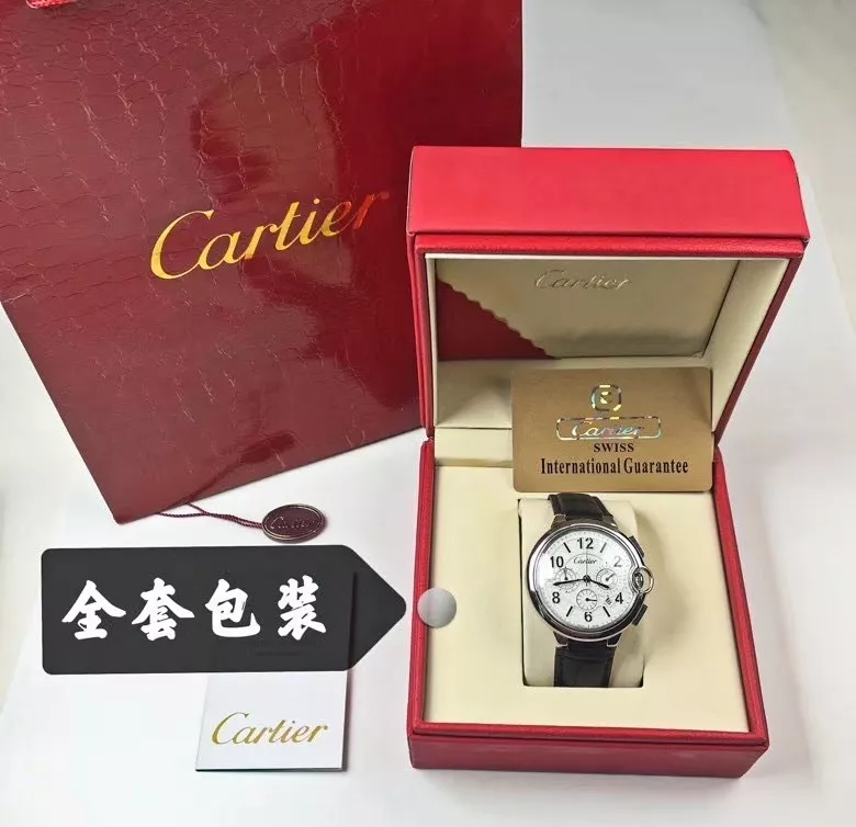 까르띠에 블루 벌룬 42mm 식스핸즈 가죽 손목시계 상세 이미지 4