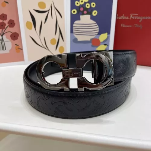 페라가모 간치니 버클 마차 패턴 가죽 벨트