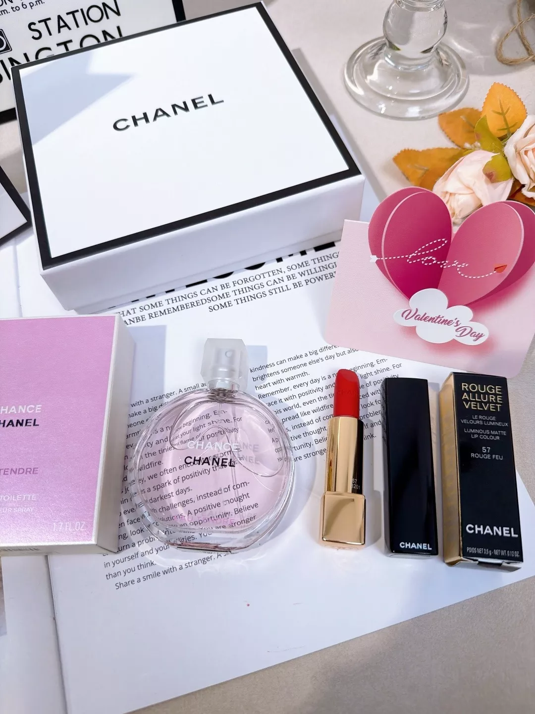 샤넬 핑크 찬스 50ml 립스틱 57호 기프트 세트 상세 이미지 3