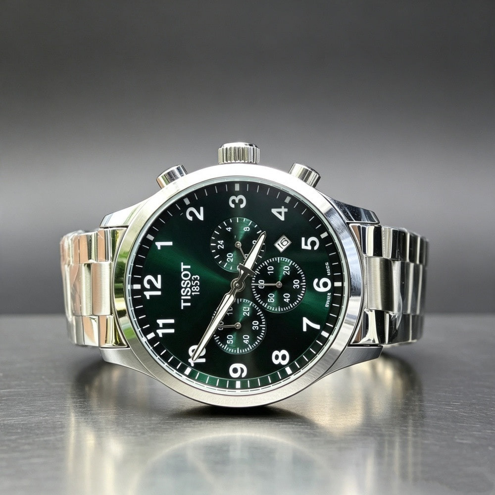티쏘 크로노 XL 42mm 그린 다이얼 메탈 시계