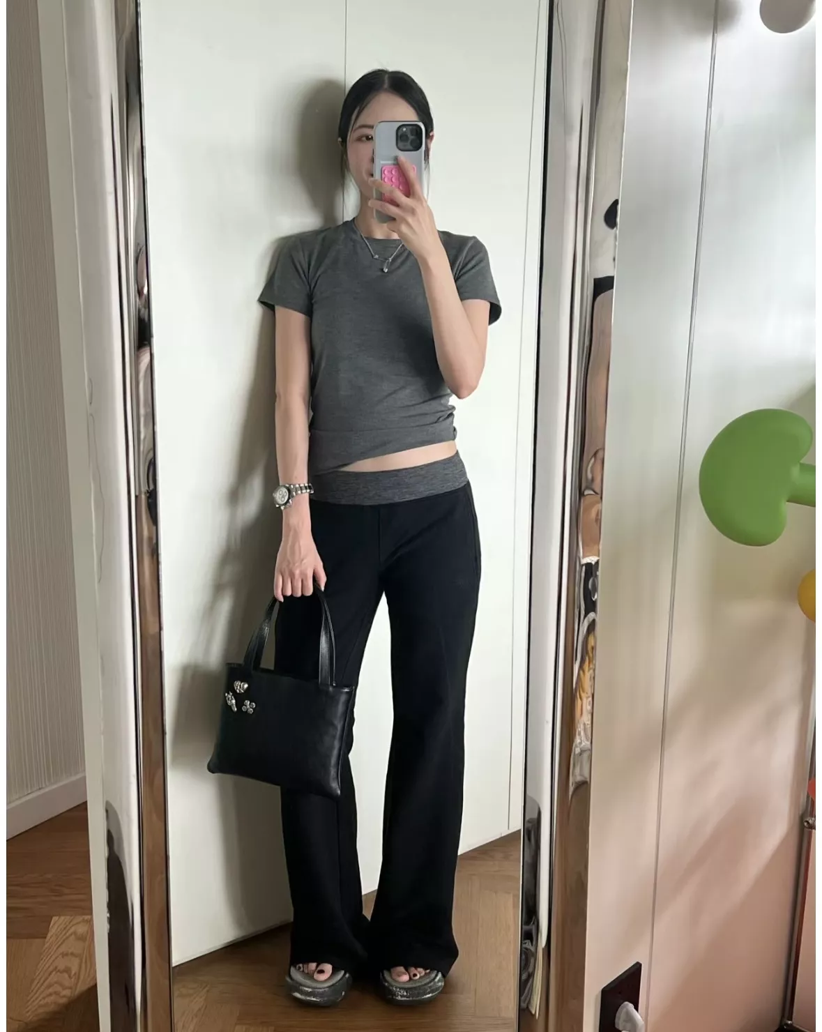 크롬하츠 실버 장식 블랙 레더 베일리 토트백 상세 이미지 21