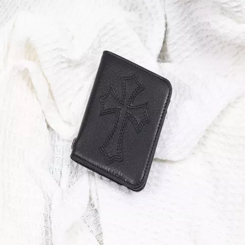 크롬하츠 십자 패치 소가죽 반접이 미니 반 지갑