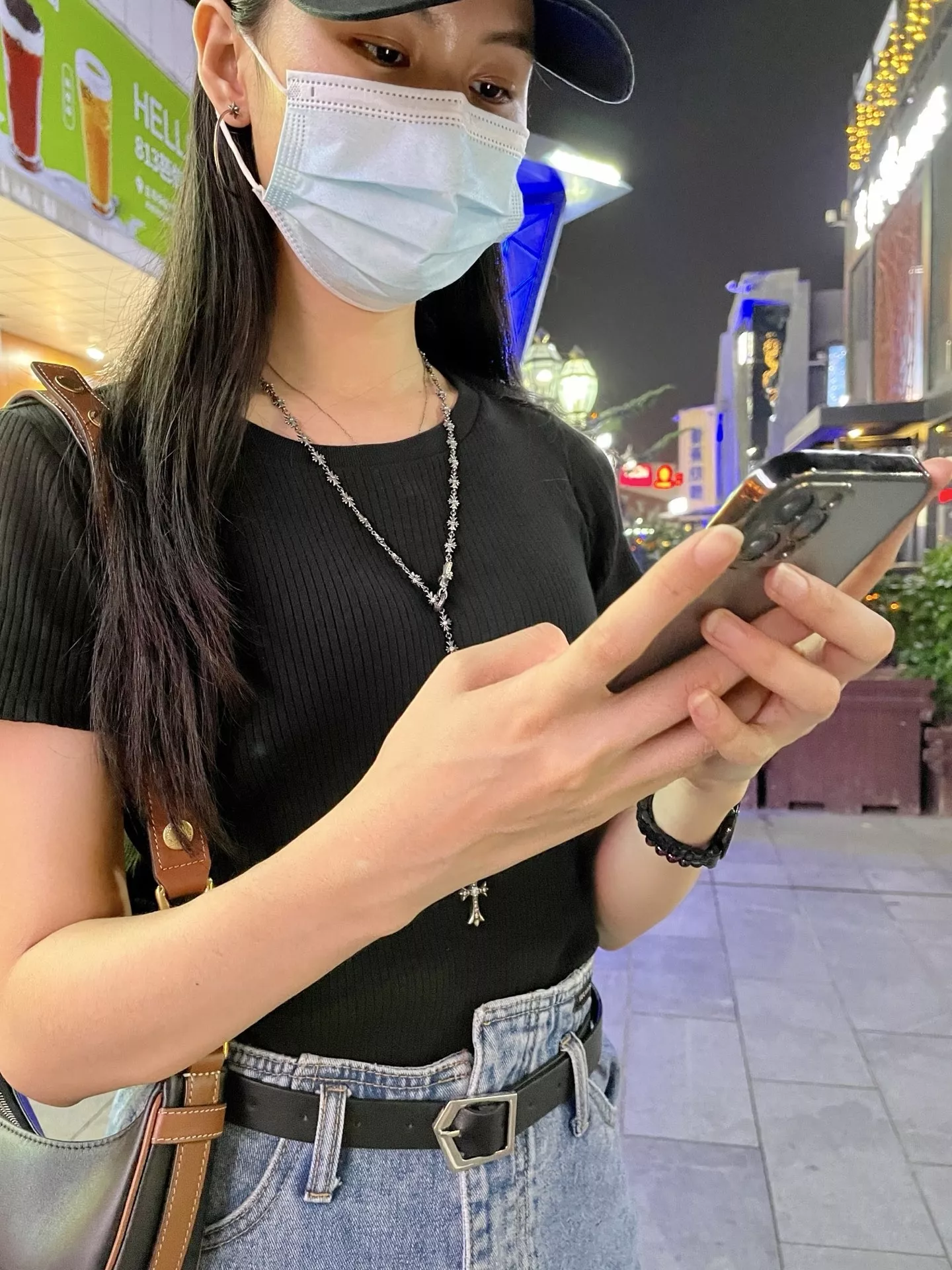 크롬하츠 엔젤 미니 크로스 단면 큐빅 실버 목걸이 상세 이미지 12