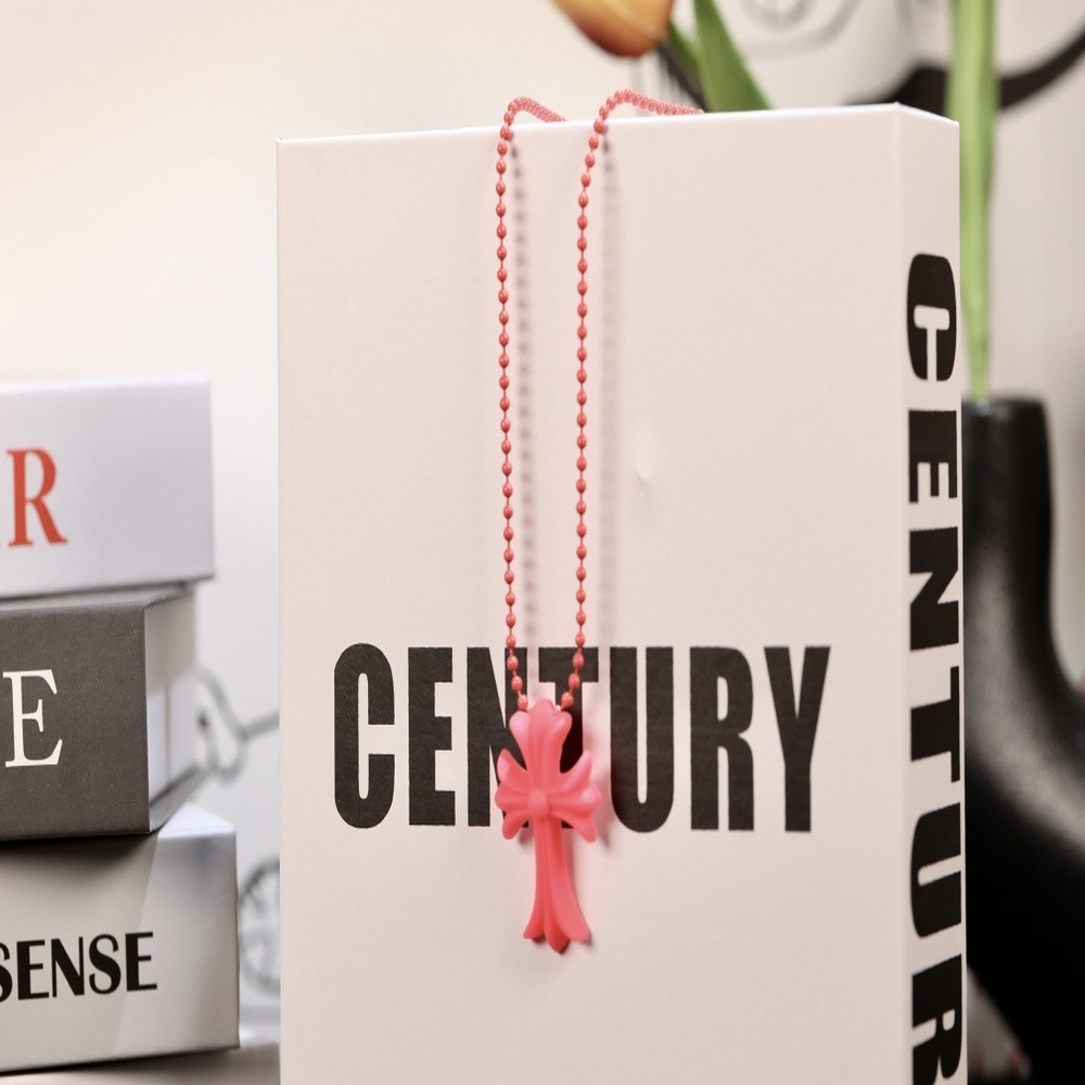 크롬하츠 일본 아오야마점 20주년 한정 크로스 펜던트 비즈 목걸이