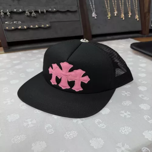크롬하츠 핑크 크로스 패치 메쉬 볼캡