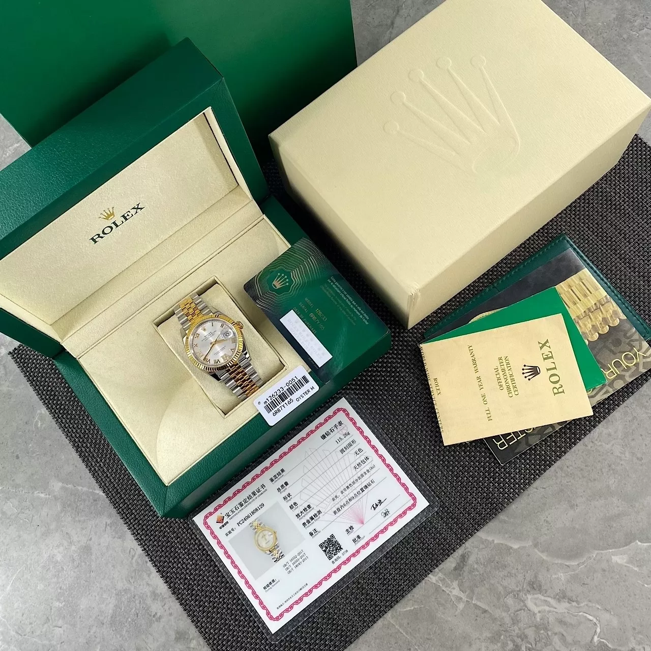 롤렉스 36mm 로그 골드 콤비 로마 다이얼 메탈 시계 상세 이미지 2
