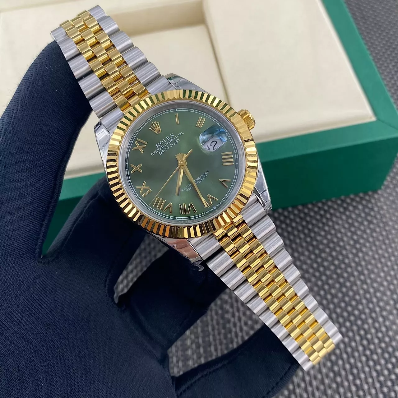 롤렉스 그린 로마 다이얼 41mm 스테인리스 메탈 시계 상세 이미지 3