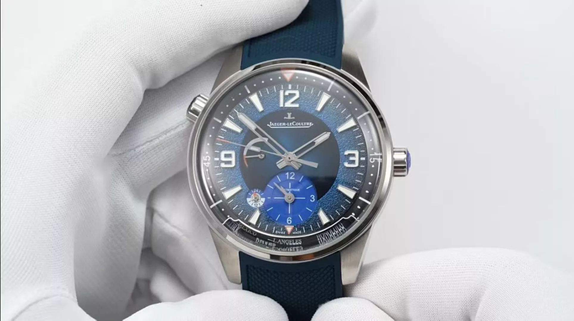 예거르쿨트르 북극성 지오그래픽 월드타임 42mm 러버 스트랩 시계 상세 이미지 2