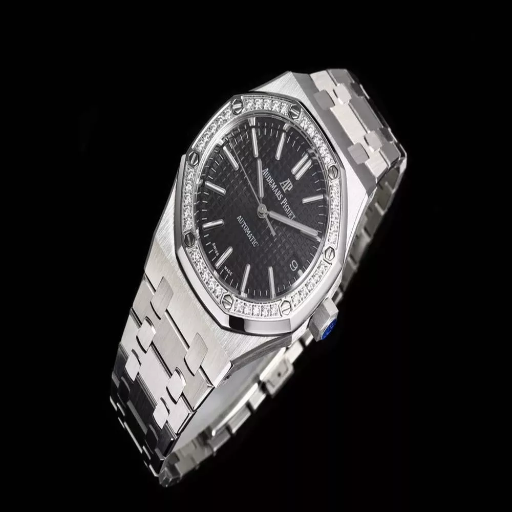 오데마피게 로열 오크 37mm 스틸 다이아 베젤 오토매틱 시계