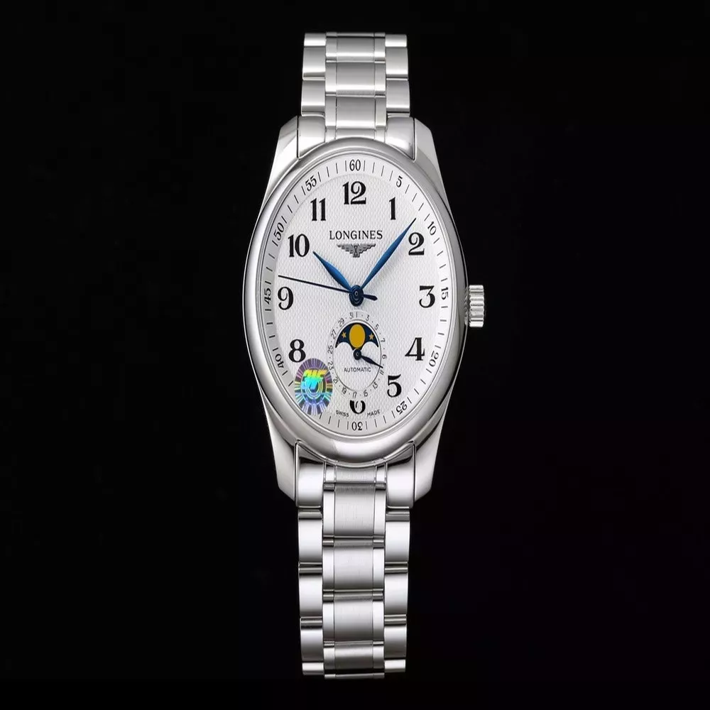 론진 문페이즈 화이트 다이얼 40mm 메탈 손목시계
