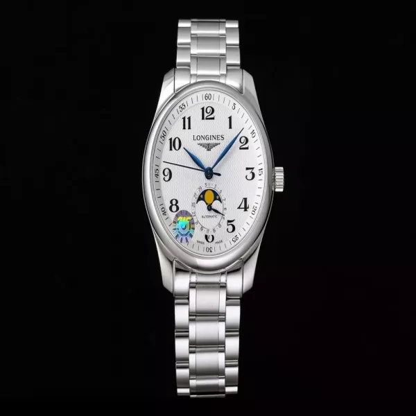 론진 문페이즈 화이트 다이얼 40mm 메탈 손목시계