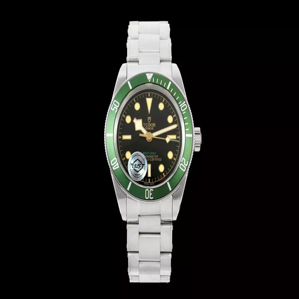 튜더 블랙 베이 41mm 그린 베젤 스테인리스 오토매틱 시계
