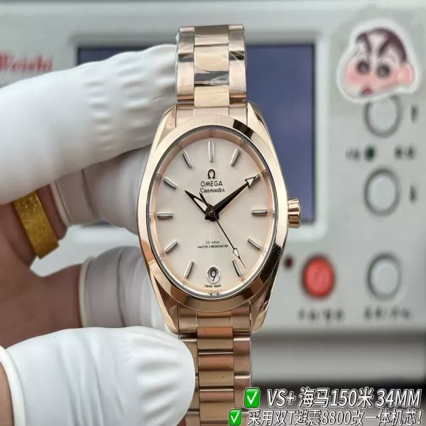 오메가 씨마스터 34mm 사파이어 글라스 자동 메탈 시계