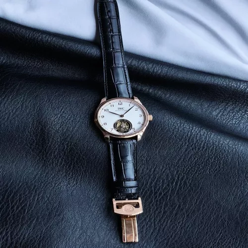 IWC샤프하우젠 투르비옹 42mm 사파이어 크리스탈 가죽 손목시계