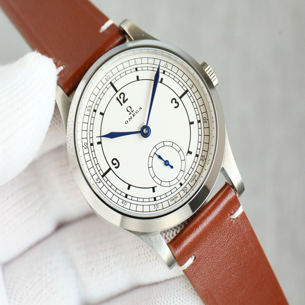 오메가 천문대 스몰세컨즈 39mm 브론즈 골드 가죽 손목시계