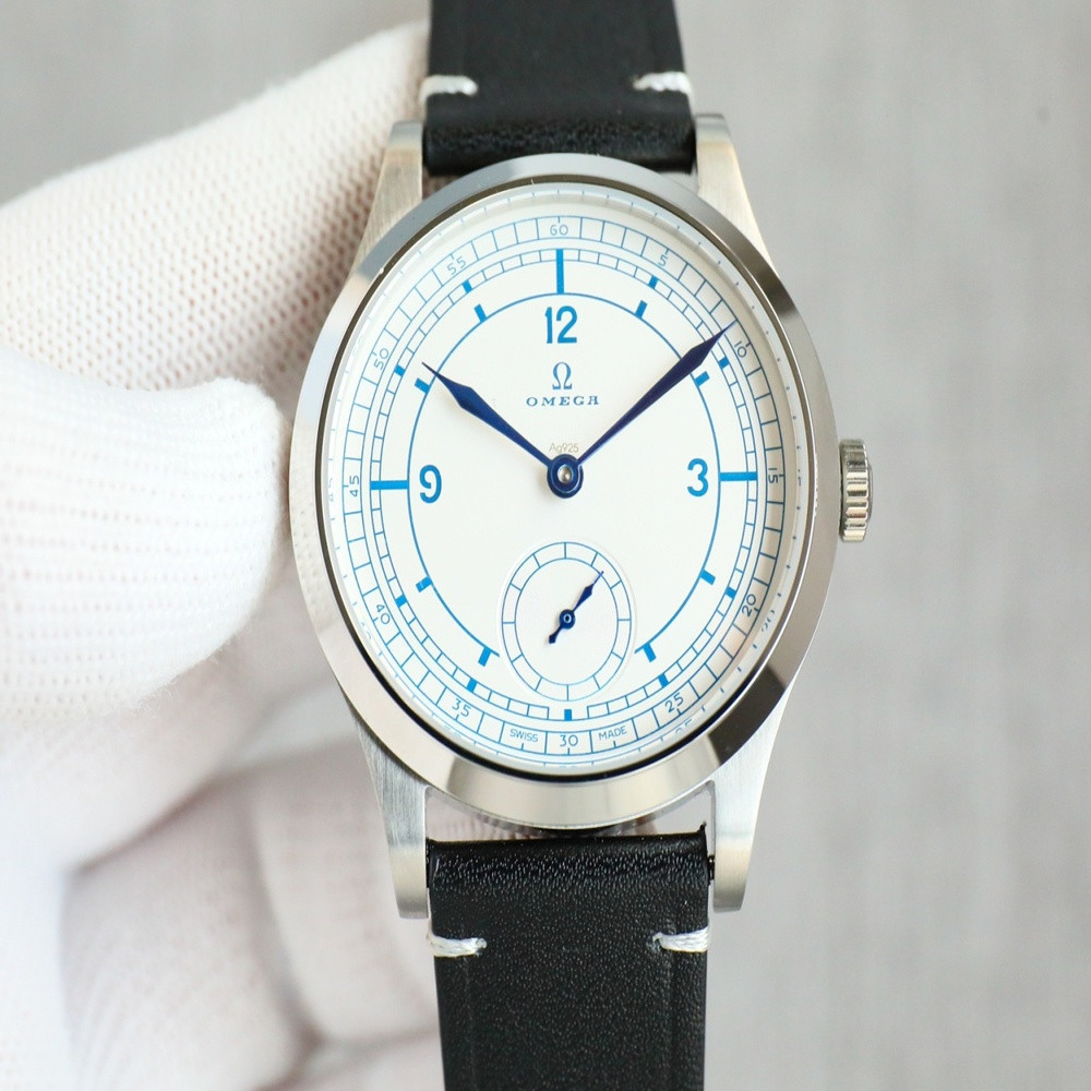 오메가 천문대 스몰세컨즈 39mm 수동 기계식 가죽 시계